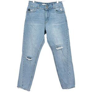 Kancan Women's Distressed High Rise Ankle Leg Blue Denim Jeans Size 7/27